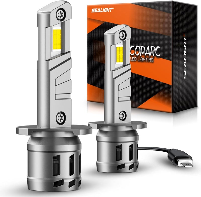 SEALIGHT H1 Fog Bulbs, 40000LM 6500K Cool White, 1:1 Mini Size, H1 Bulb Light with 13000RPM Cooling Fan, 3 Mins Plug-N-Play, IP67 Waterproof Non-polarity, Pack of 2 - Image 1